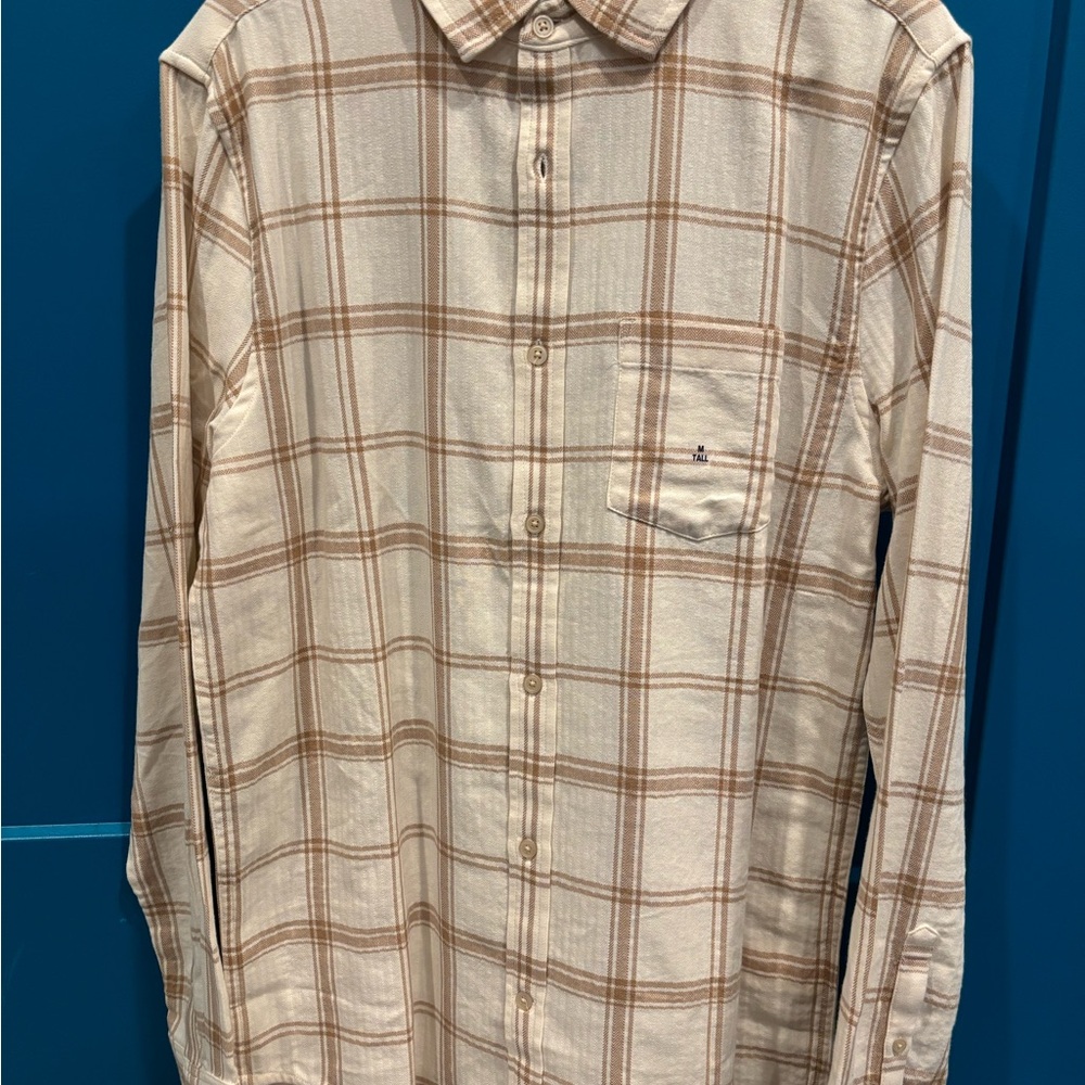 Express Beige and Brown Plaid Casual Shirt